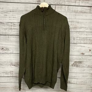 Oscar de la Renta 1/4 zip Sweater Green XXL Cotton Blend